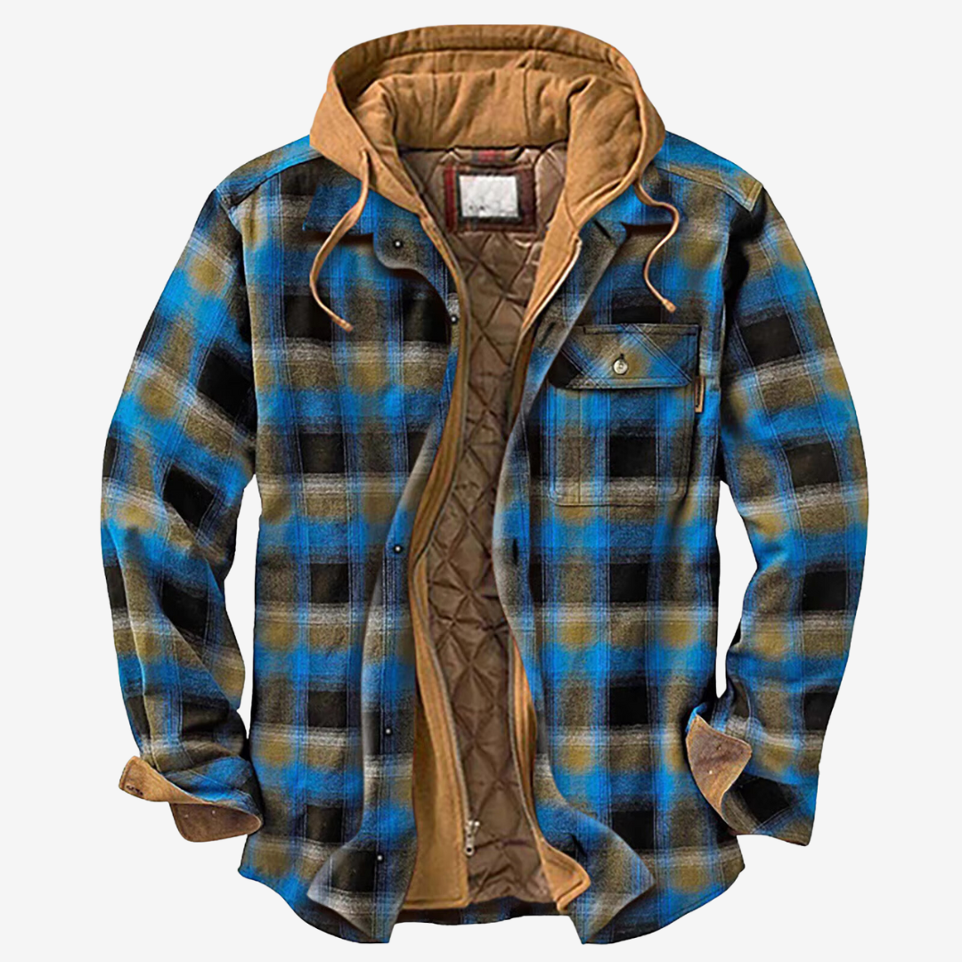 Herrenjacke Fleecegefüttert Karomuster mit Kapuze für Outdoor und Alltag 6