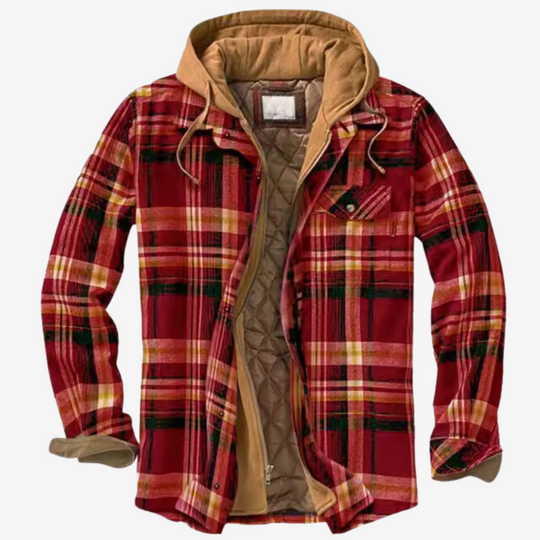 Herrenjacke Fleecegefüttert Karomuster mit Kapuze für Outdoor und Alltag 7