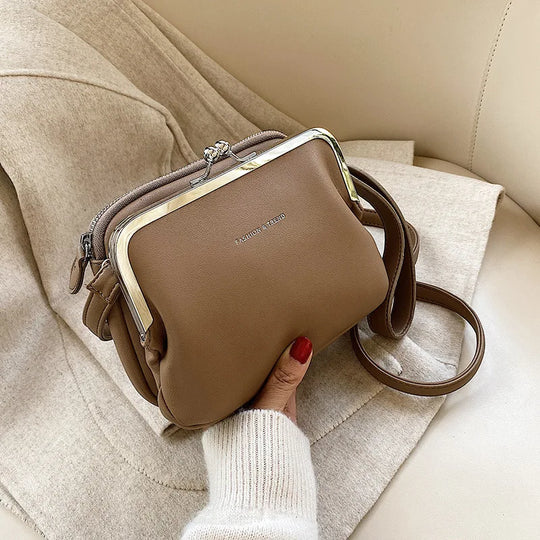 Damen Handtasche Casual Hochwertiges Kunstleder mit Praktischem Clip 4