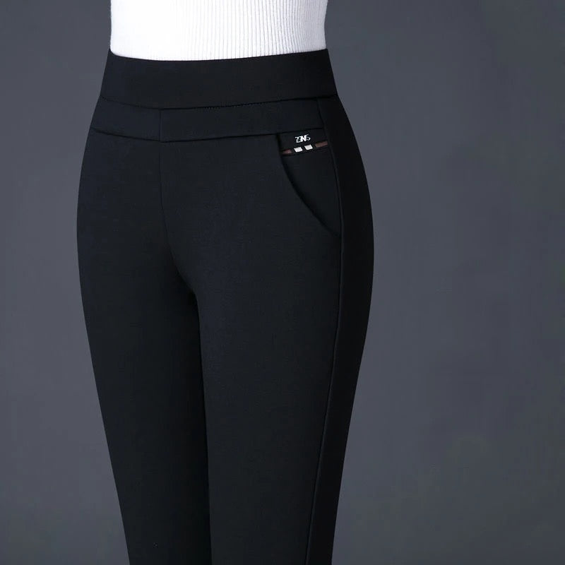 Damenhose Hohe Taille Atmungsaktive Stoffhose für Komfort und Stil 1
