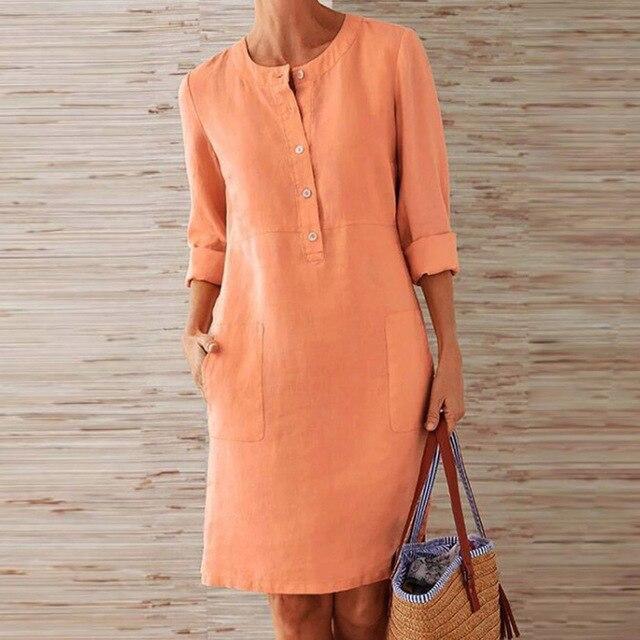 Variant image for Damen Midi Kleid Sommer Atmungsaktives Material Knielang Elegant-2