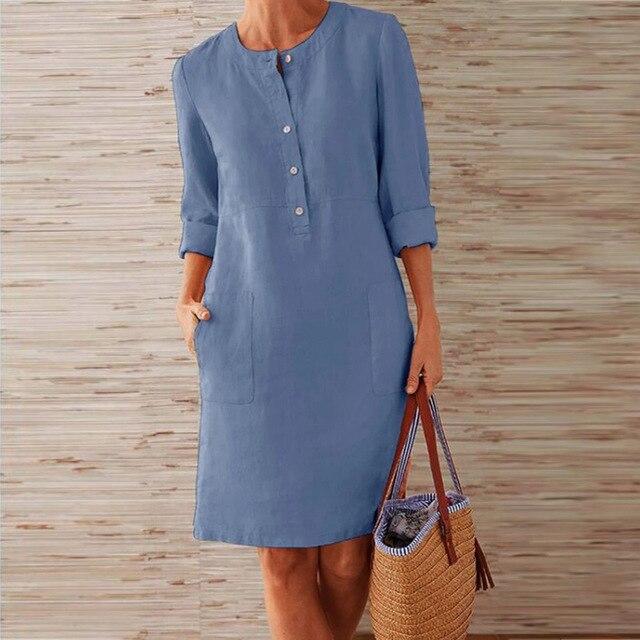 Variant image for Damen Midi Kleid Sommer Atmungsaktives Material Knielang Elegant-37