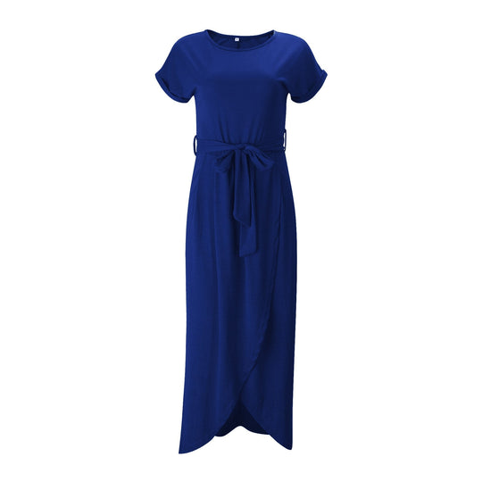 Kurzärmeliges Maxikleid Mit Rundhalsausschnitt
