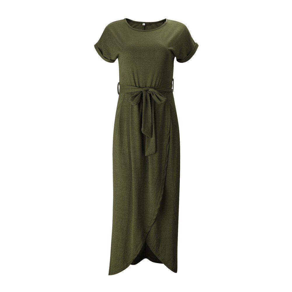 Kurzärmeliges Maxikleid Mit Rundhalsausschnitt