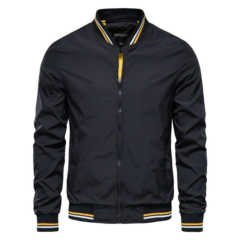 Variant image for Herren Jacke Schwarz Bomberjacke Stilvoll Polyester Strapazierfähig-1