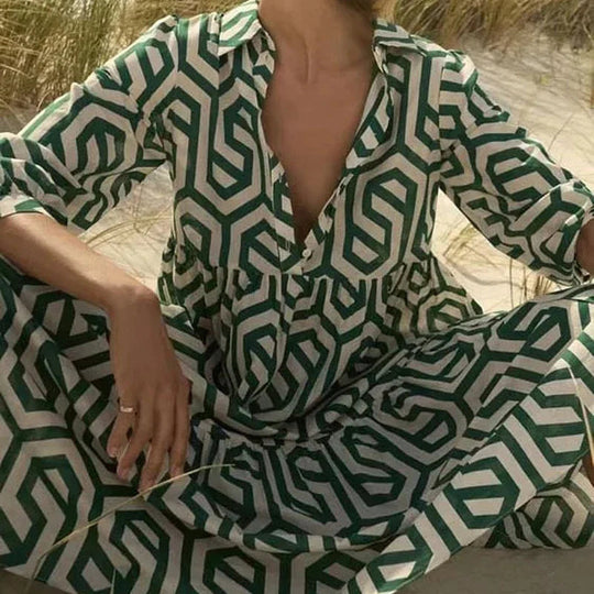 Langärmeliges Kleid für Damen mit geometrischem Muster 7