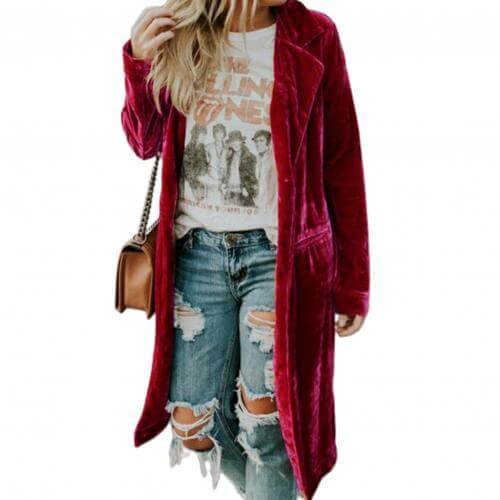 Lange Jacke Mit Samttaschen