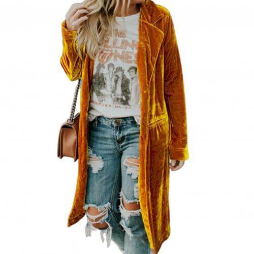Lange Jacke Mit Samttaschen
