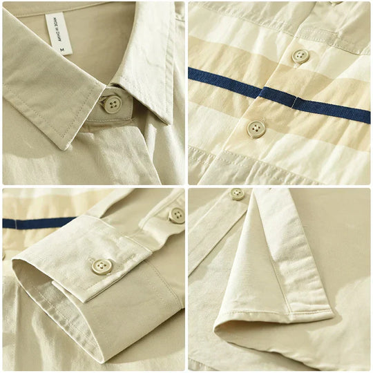 Herren Hemden Langarm Patchwork Baumwolle für Lässigen Stil 6