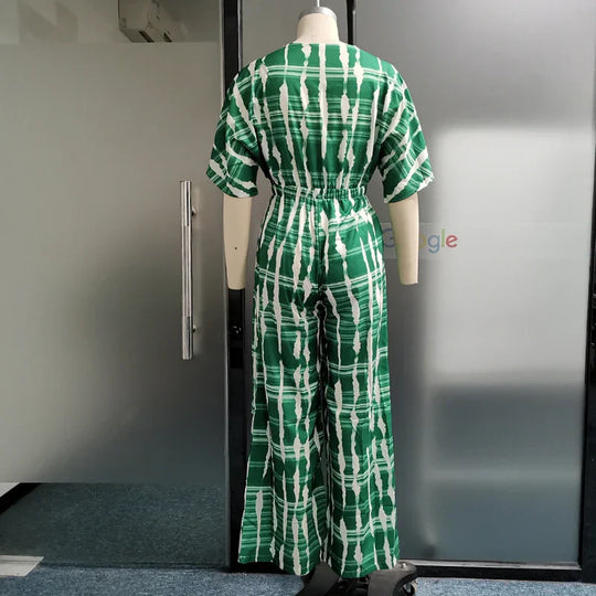 Damen Jumpsuit Elegant Fließende Silhouette mit Tiefem V-Ausschnitt für Sommer und Hochzeit-6