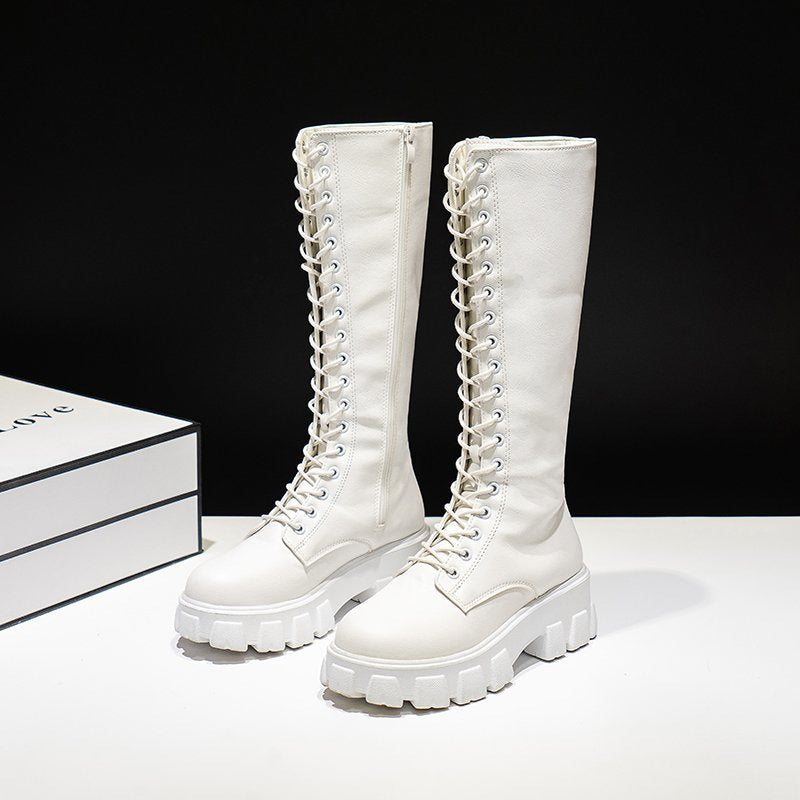 Damen Kniehohe Stiefel Eleganter Stil Kunstleder 2