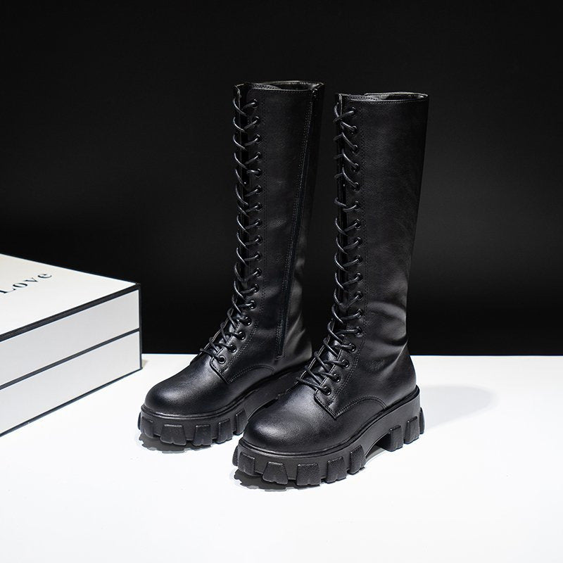 Damen Kniehohe Stiefel Eleganter Stil Kunstleder 3