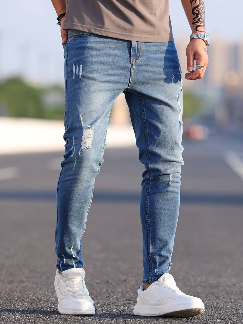 Variant image for Herren Jeans Zerrissene Denim Moderner Stil-34