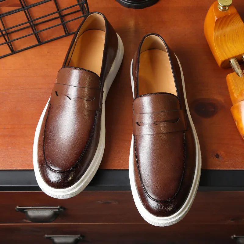 Herren Slipper Mönchsstil Schlangenleder Retro British Design 5