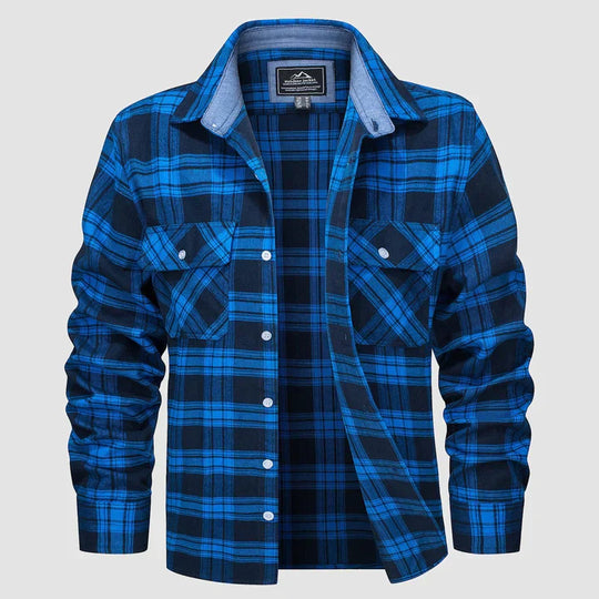 Herrenhemd Langarm Flanell Gefüttert Modern Baumwolle-6