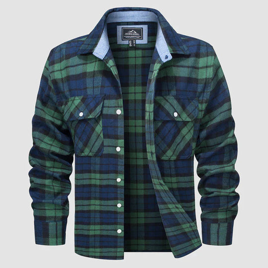 Herrenhemd Langarm Flanell Gefüttert Modern Baumwolle-4