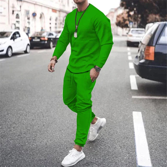 Variant image for Herren Set Bequem Langarmshirt und Hose Baumwolle-37