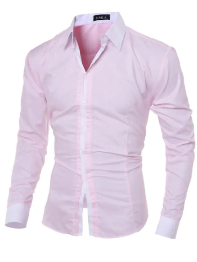 Herrenhemd Langarm Kontrastdesign Baumwollmischung Casual