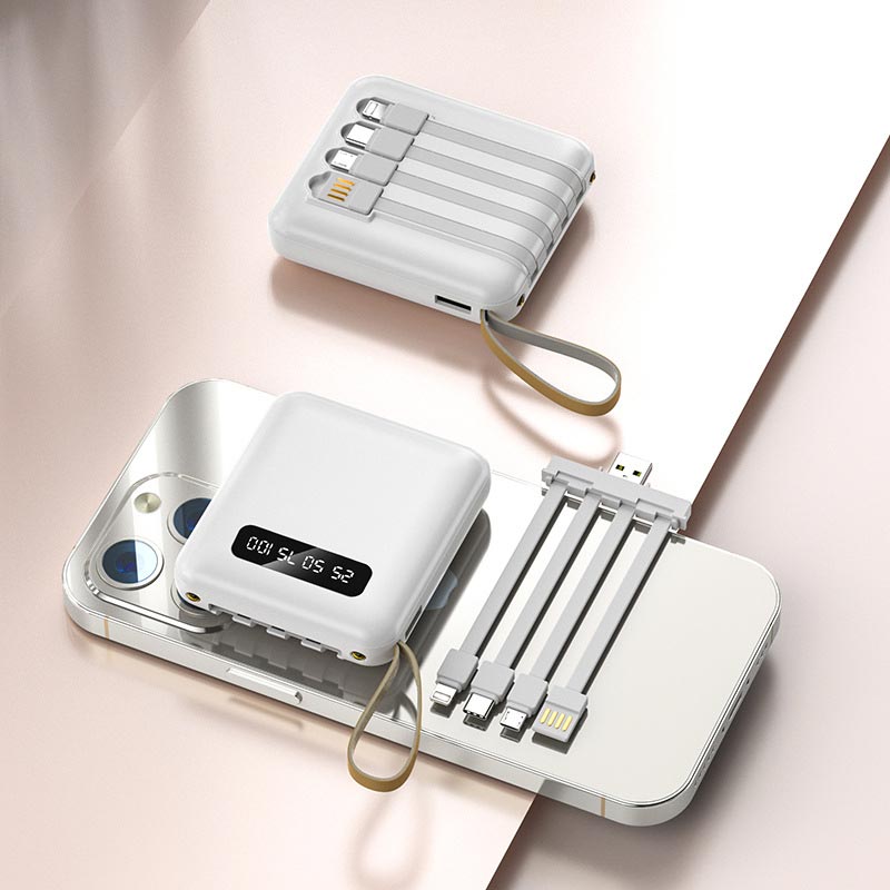 Powerbank mit 20.000 mAh und integrierten Kabeln 0