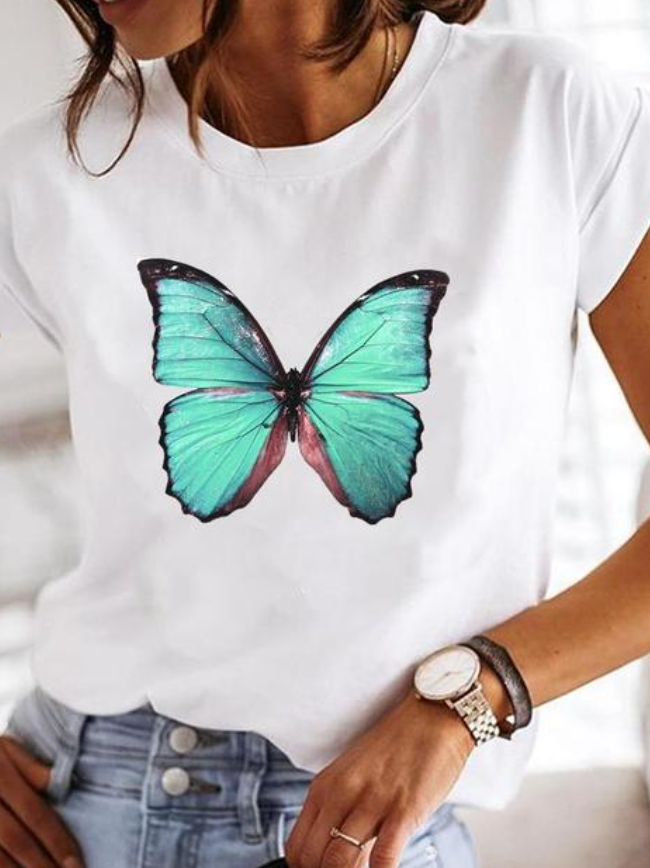 Variant image for Damen T-Shirt Bedruckt Modernes Design Atmungsaktive Baumwolle-10