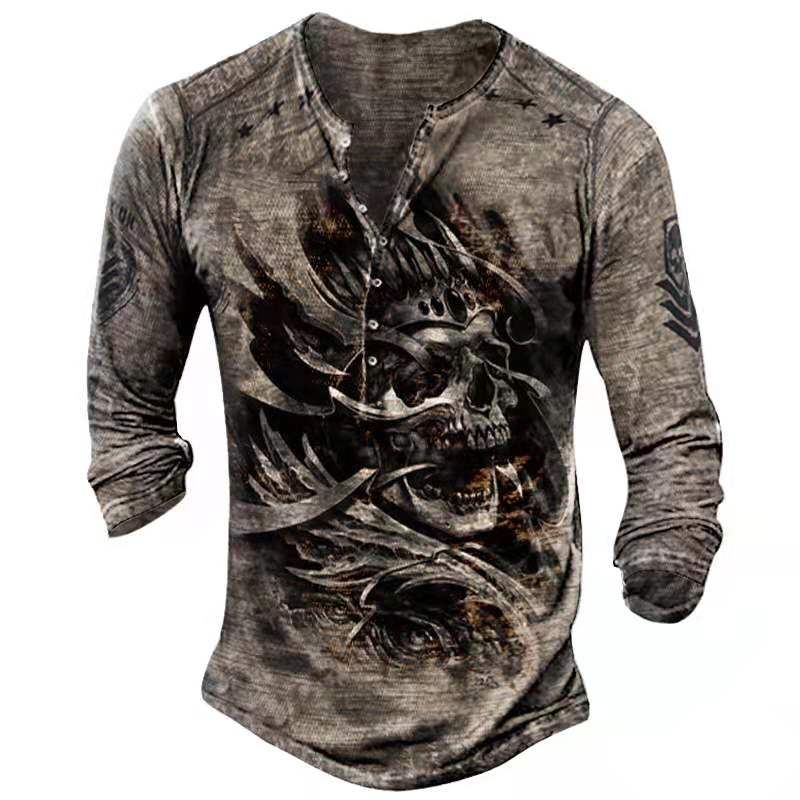Retro Totenkopf Langarm-T-Shirts