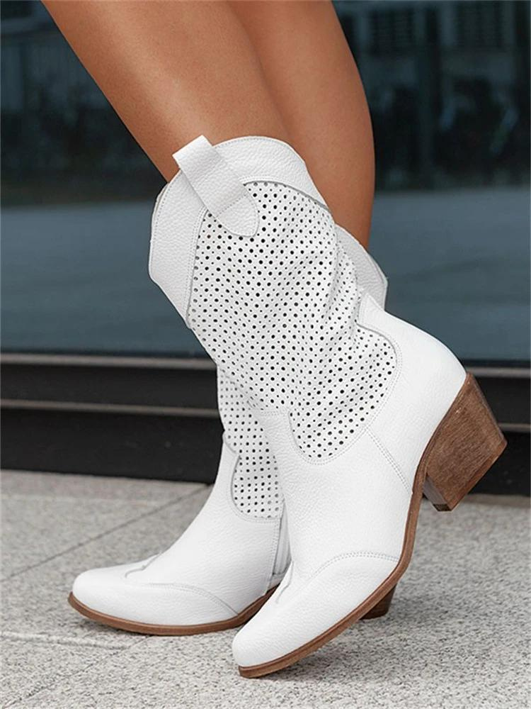 Damen Stiefel Cowboy Stilvoll Synthetisches Leder 4