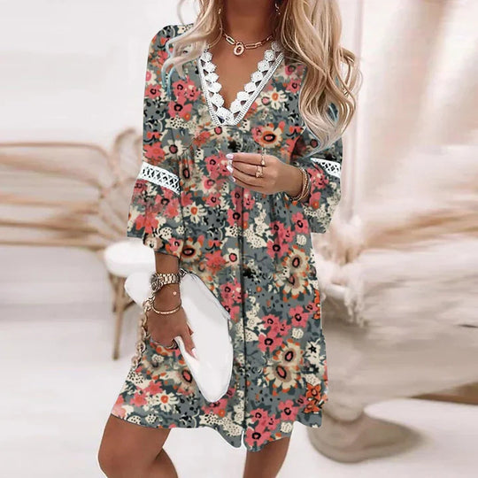Variant image for Damen Kleid Blumendesign Leichtes Material Sommerkleid-1