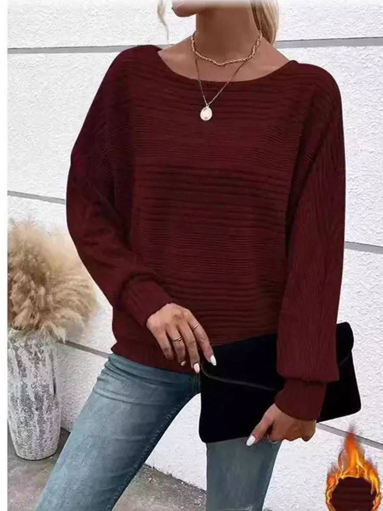 Damen Pullover Gestreift Lockere Passform Baumwollmischung 3