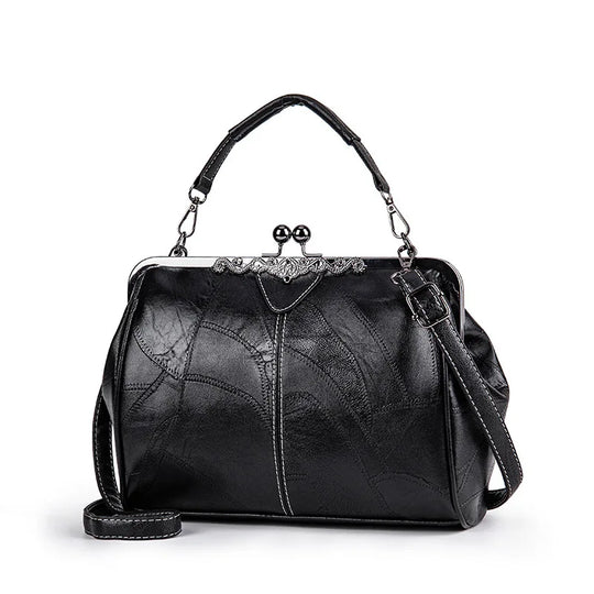 Damen Handtasche Retro-Chic Kunstleder Geräumig Elegant 4