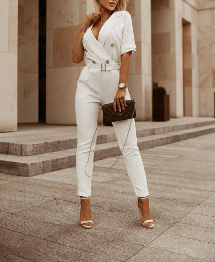 Variant image for Damen Jumpsuit Festlich V-Ausschnitt Halbe Ärmel Polyester Elegant-6