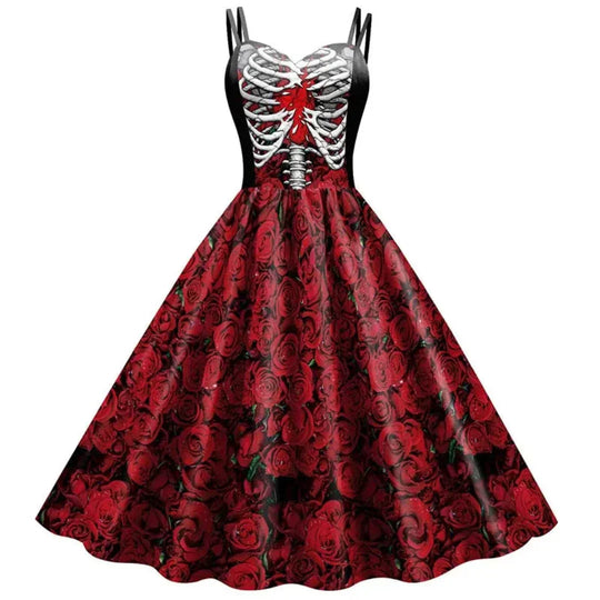 Variant image for Damen Gothic Kleid A-Linie Vintage Stil Hochwertiger Stoff-21