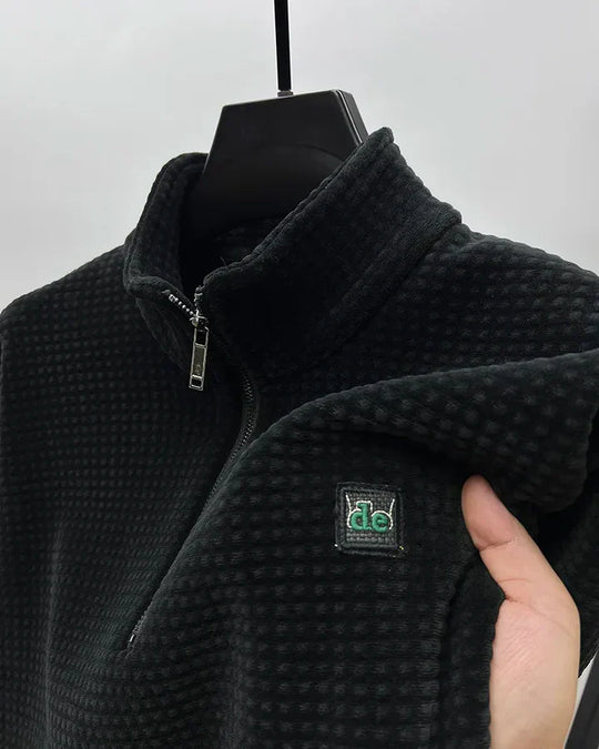 Variant image for Herrenpullover Halber Reißverschluss Alpaka-Fleece Weich Komfortabel-17