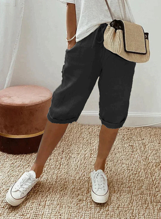 Variant image for Damen Weiße Leinenhose Atmungsaktiv Stilvoll für Sommer-9