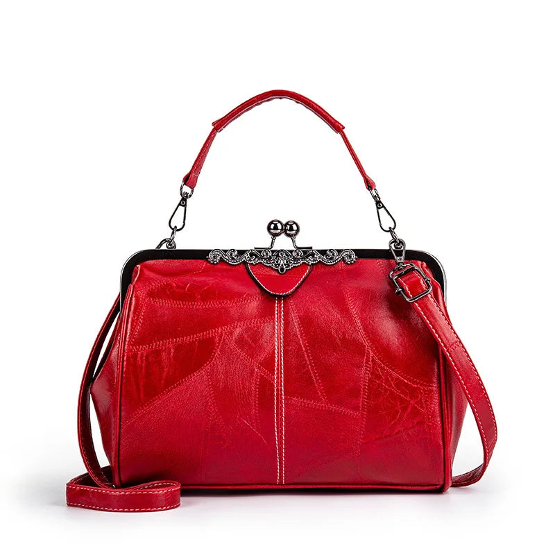 Damen Handtasche Retro-Chic Kunstleder Geräumig Elegant 6