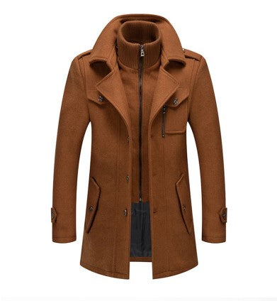Herren Mantel Lang Eleganter Wintermantel Hochwertiges Polyester 2
