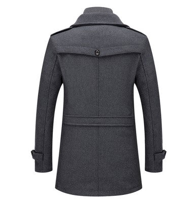 Herren Mantel Lang Eleganter Wintermantel Hochwertiges Polyester 4