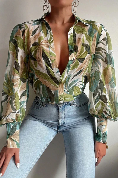 Variant image for Damenbluse Elegante Passform Weiches Stretchmaterial Langarm Blusen-33