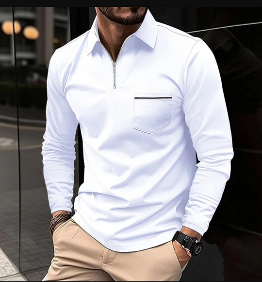Variant image for Herren Langarm-Poloshirt Klassisch Baumwolle Frühling-25
