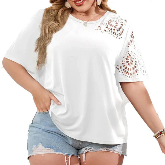 Variant image for Damen T-Shirt Chiffon-Ausschnitt Baumwolle Bequem-6