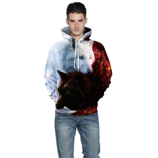 Weiß Und Schwarz Wolf Hoodie
