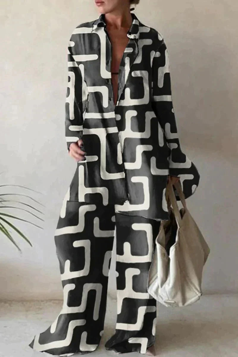Variant image for Damen Set Leinenhose und Leinenhemd Elegantes Sommer Outfit-29