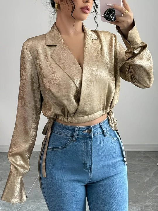 Damenbluse Elegante Satin für Festliche Anlässe, Bequeme Passform, Zeitloses Design-4
