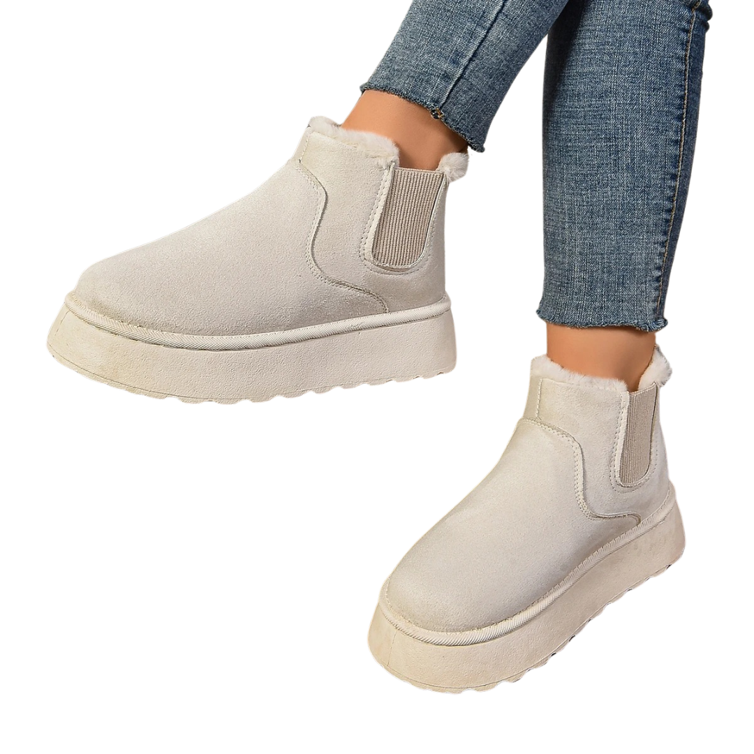Pelzplüsch-Stiefeletten für Frauen