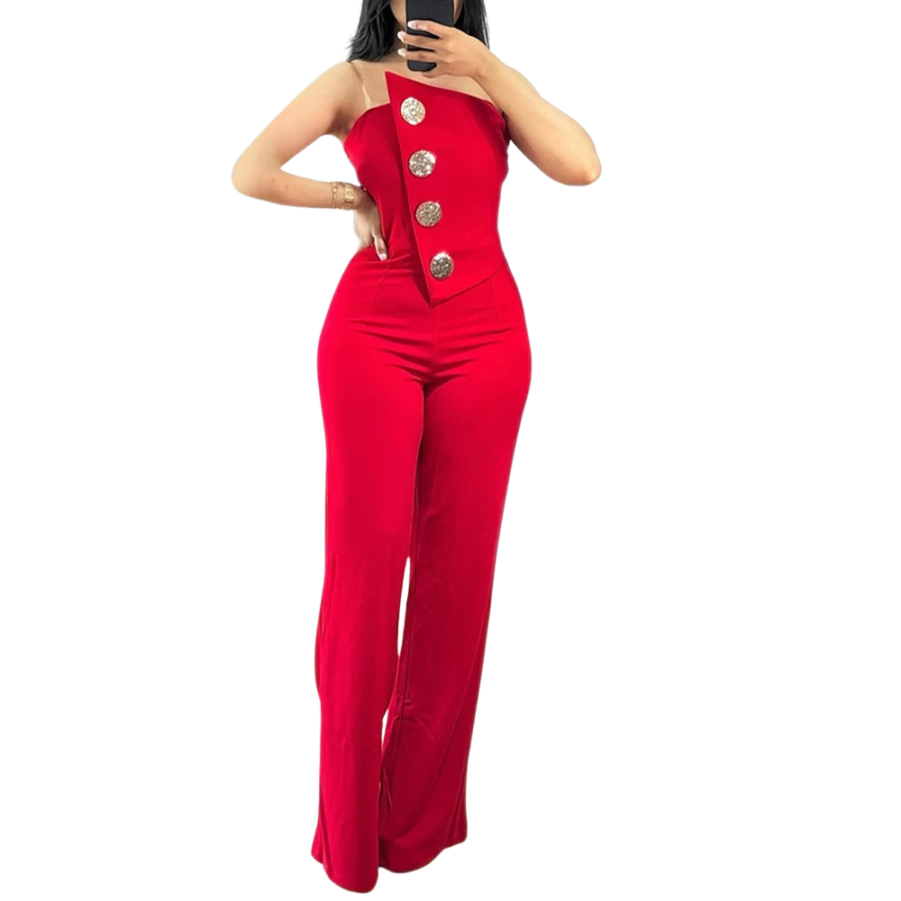 Asymmetrischer trägerloser Bandeau-Overall