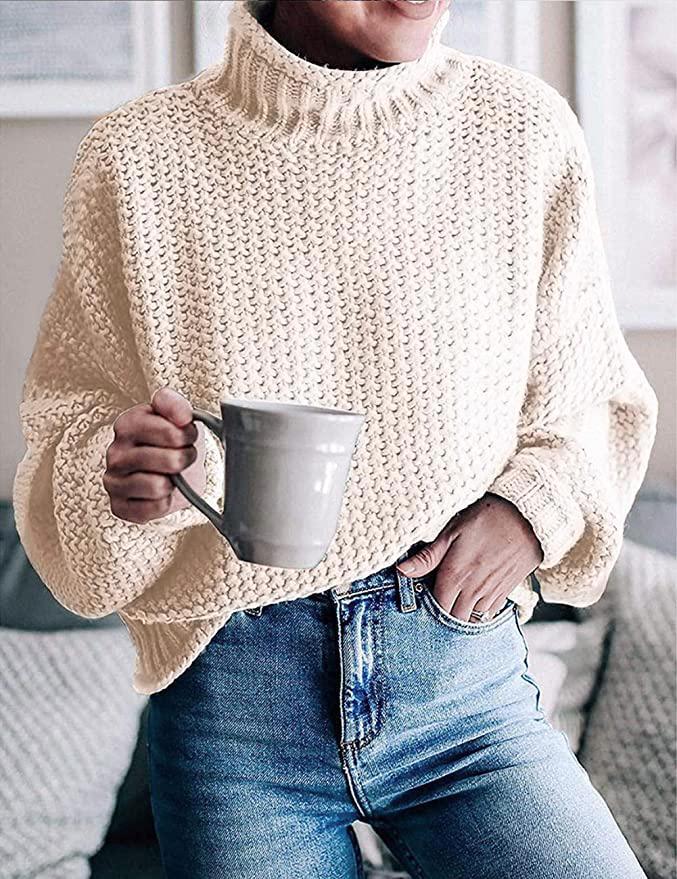 Damen Pullover Basic Langarm Vielseitig Baumwolle-Polyester 4