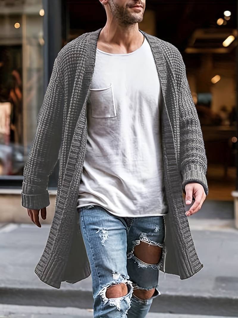 Herren Strickjacke Klassisch Rundhalsausschnitt Hochwertiges Strickmaterial-2