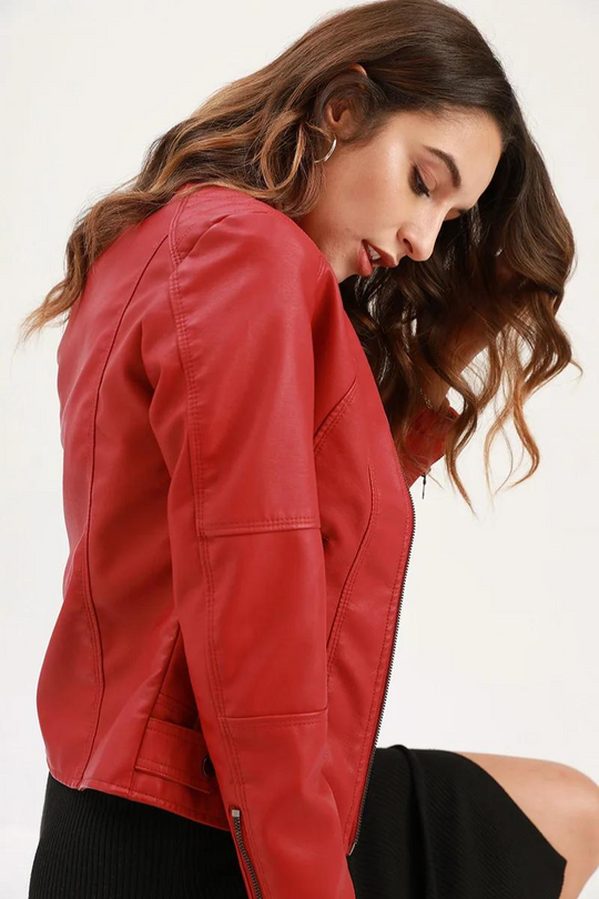 Motorrad-Lederjacke für Frauen