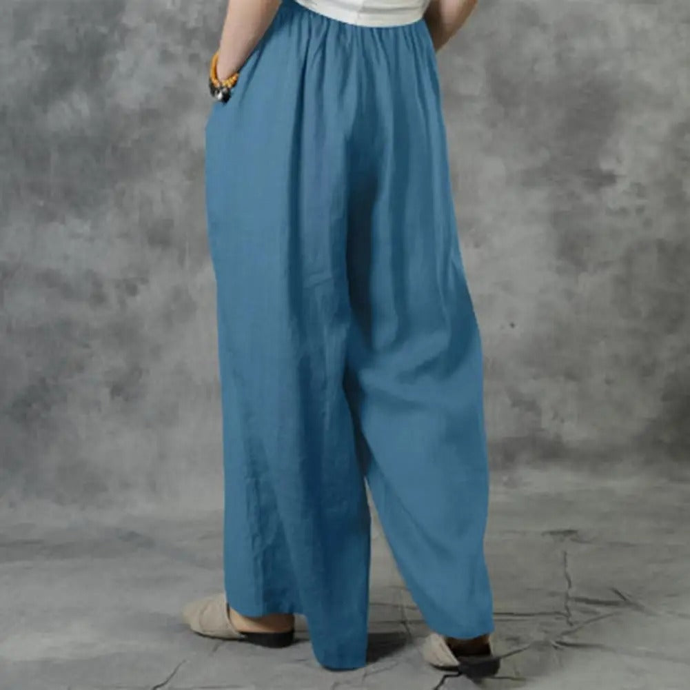 Lässige gerade Hose mit weitem Bein für Damen