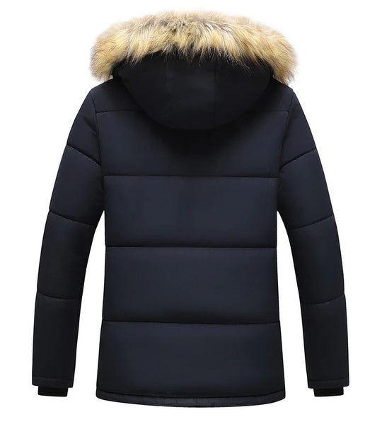 Herrenjacke mit fleecegefüttertem Pelzkragen