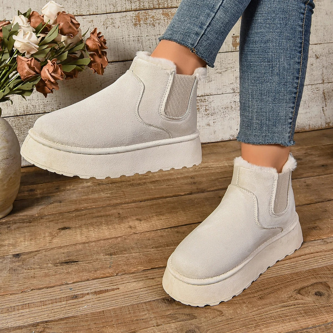 Pelzplüsch-Stiefeletten für Frauen